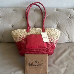 NWT Patricia Nash Calypso Woven Straw Tote Bag – Passion Red